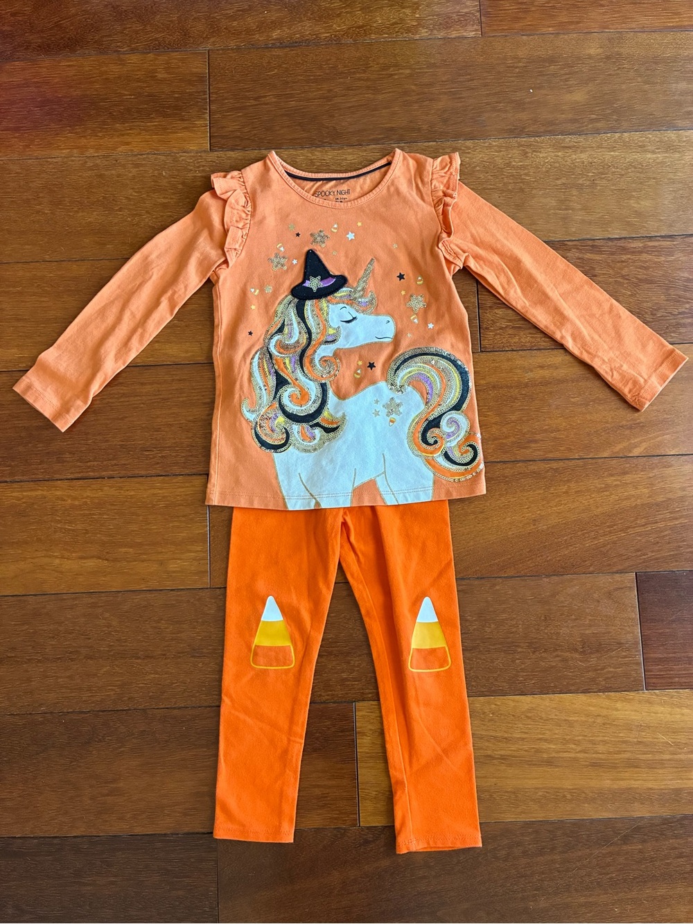 Unicorn Witch Top with Candy Corn Leggings